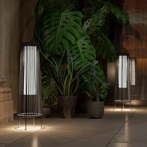 Light Brown Wicker Solar Patio Lamp 2-Pack V453293