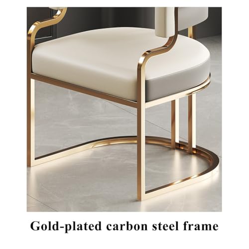 White Leather Tub Chair with Golden Metal Legs Y881187