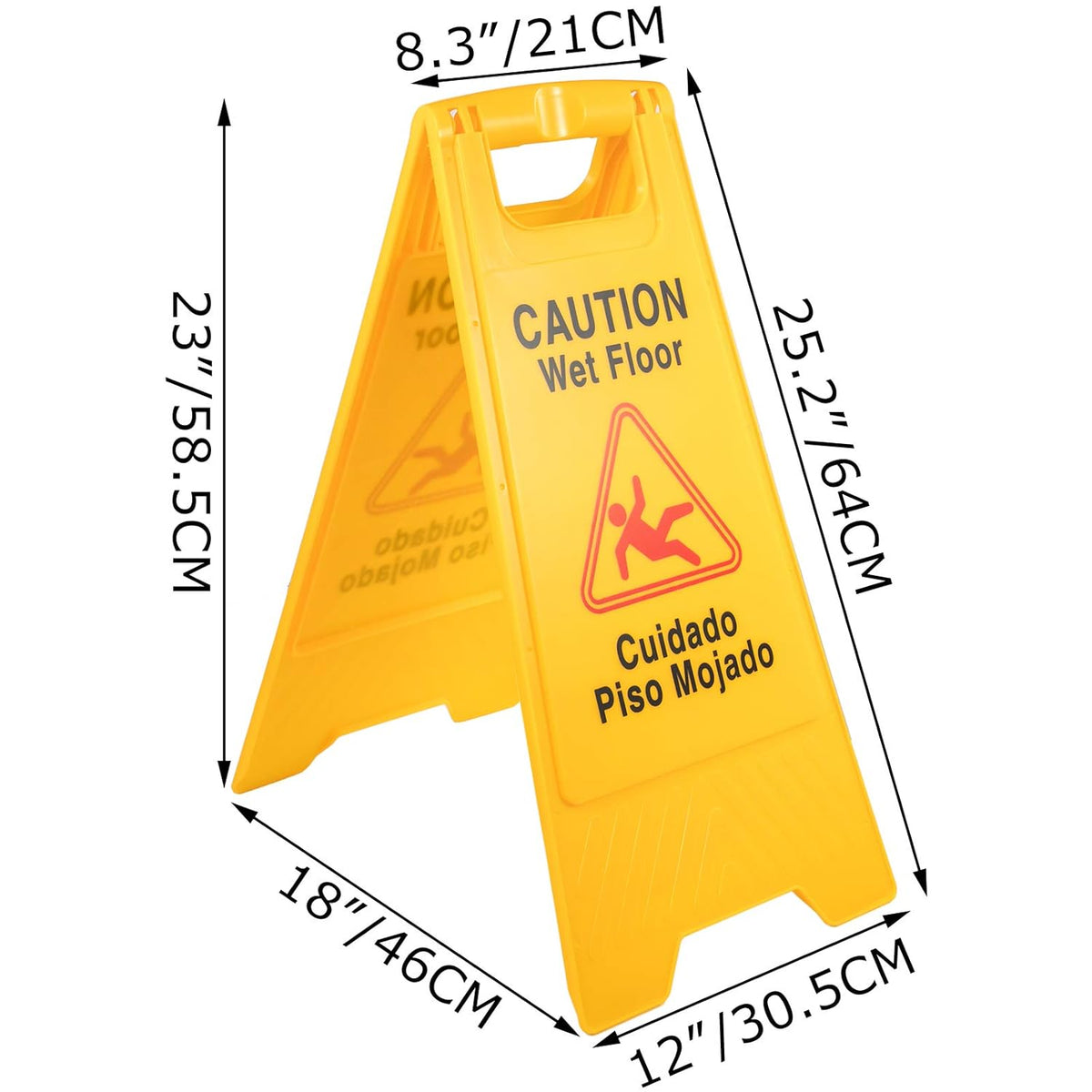 12 Pack 25-Inch Yellow Double Sided Fold-Out Wet Floor Sign L987492