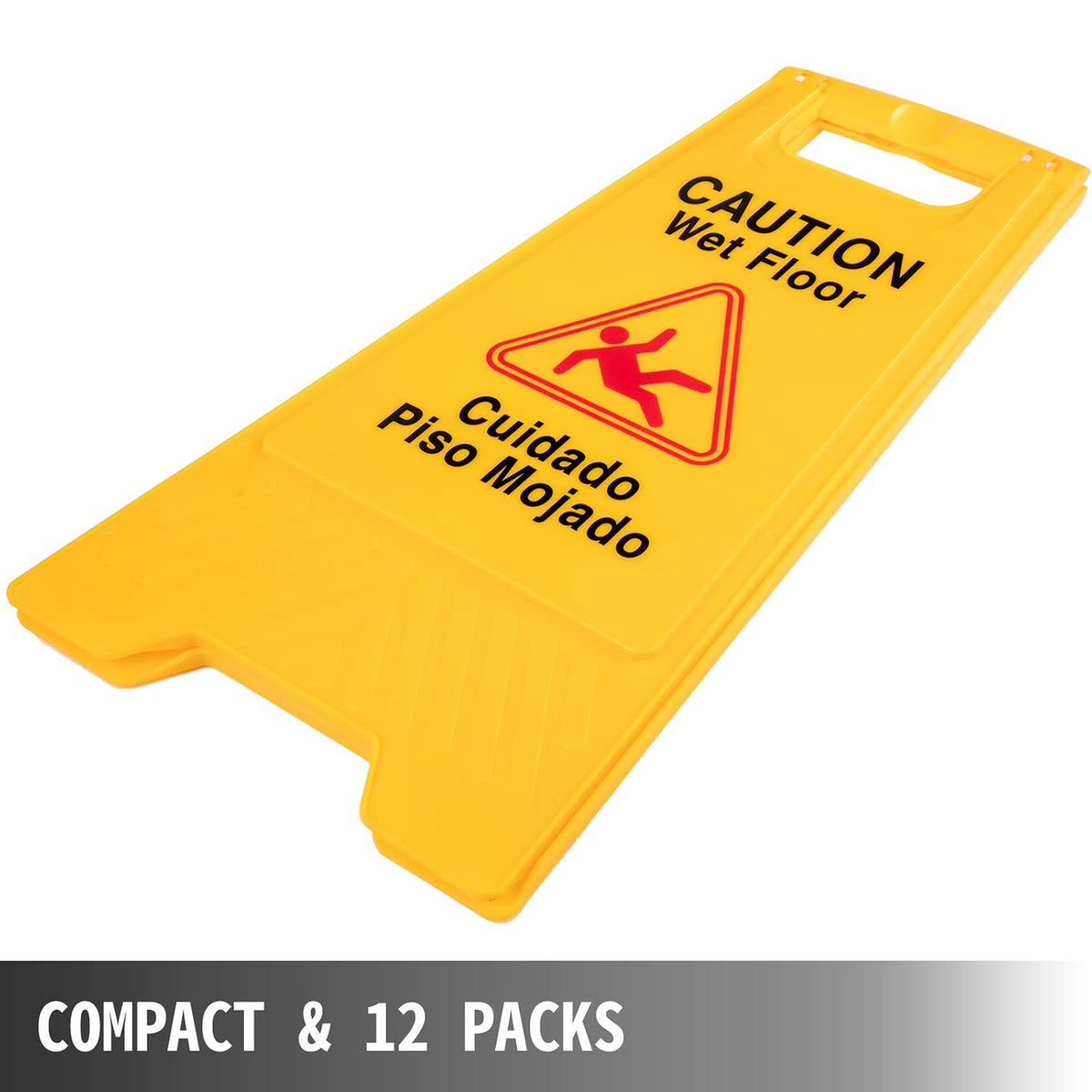 12 Pack 25-Inch Yellow Double Sided Fold-Out Wet Floor Sign L987492
