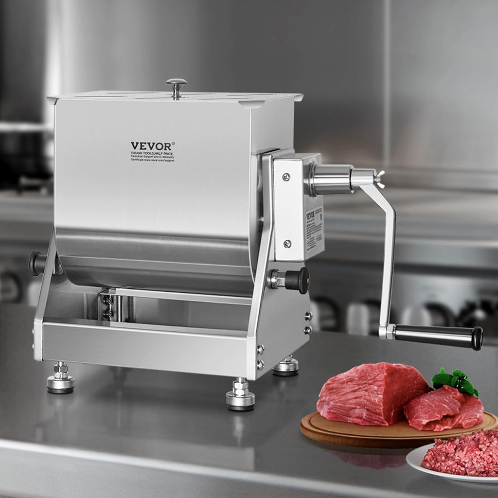 30 Pound Capacity Stainless Steel Manual Meat Mixer with Lid and Handle X55000