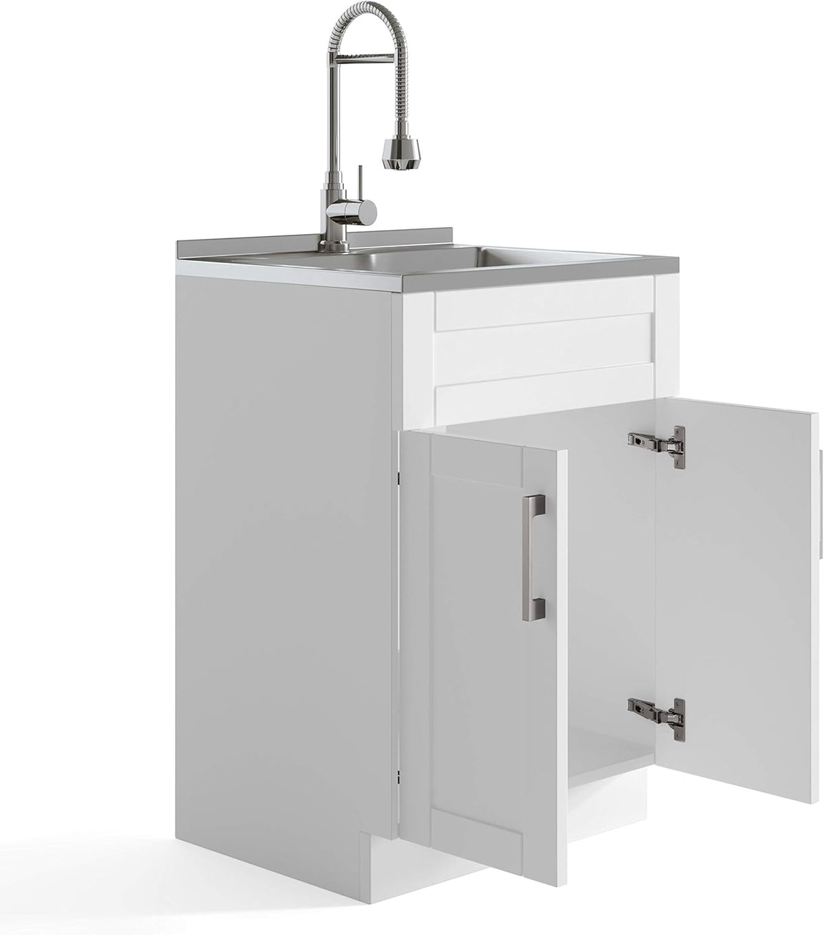 24 inch Laundry Cabinet with Faucet and Stainless Steel Sink O866