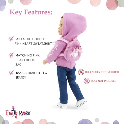 14.5-Inch 6-PC Fashion Doll Clothes & Accessory Set with Faux Fur Coat, Hoodie, Backpack and 2 Pairs of Jeans P675930