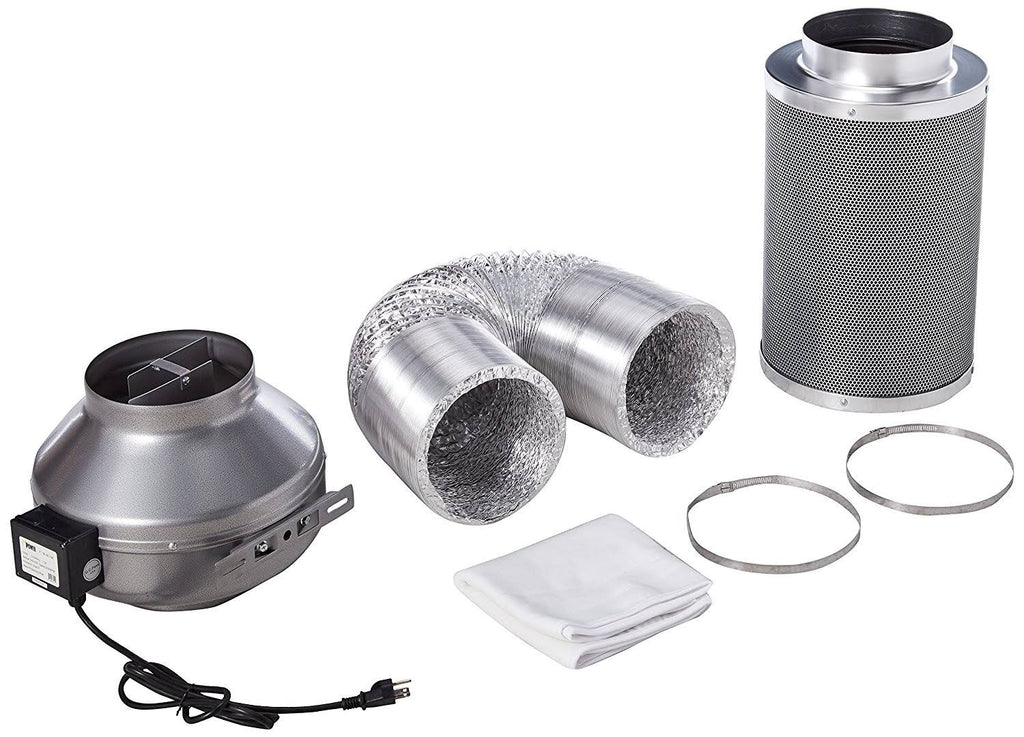 8 inch 750 CFM Inline Fan with Carbon Filter and Ducting V4426