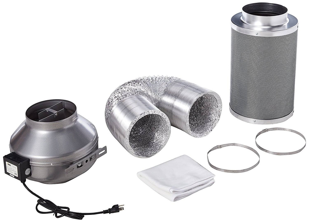 8 inch 750 CFM Inline Fan with Carbon Filter and Ducting V4426