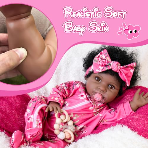 22" Black Reborn Baby Doll with Cloth Body F69535