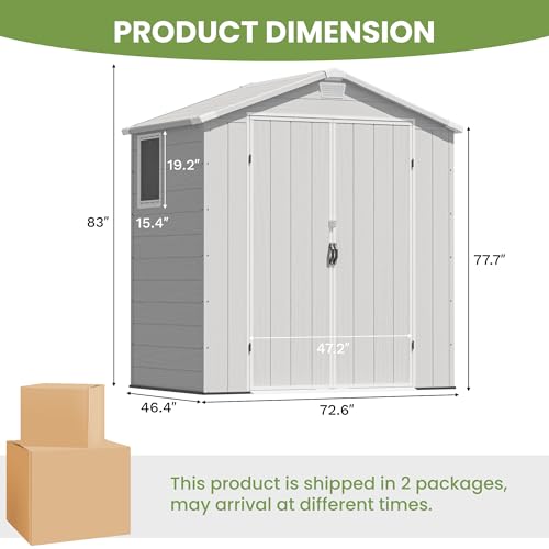 6×8FT Light Gray Plastic Outdoor Storage Shed with Floor Z8540