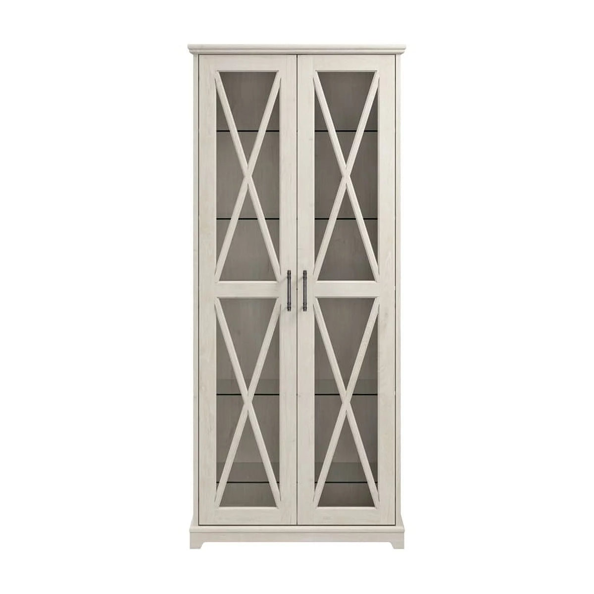 Linen White Oak Curio Cabinet with Glass Doors A238012