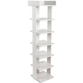 White 7-Tier Narrow Wooden Shoe Rack M72280