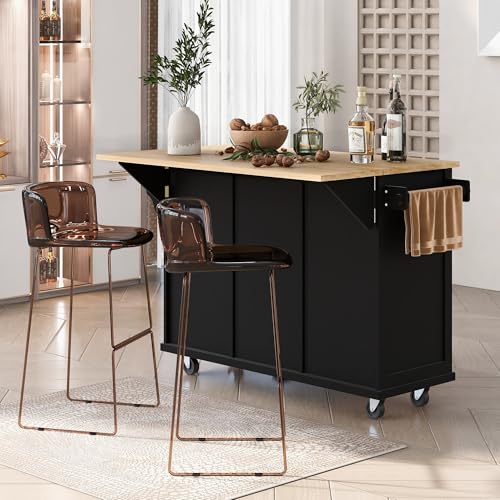 Grey Blue Wooden Kitchen Island Cart with Stainless Steel Top T12570