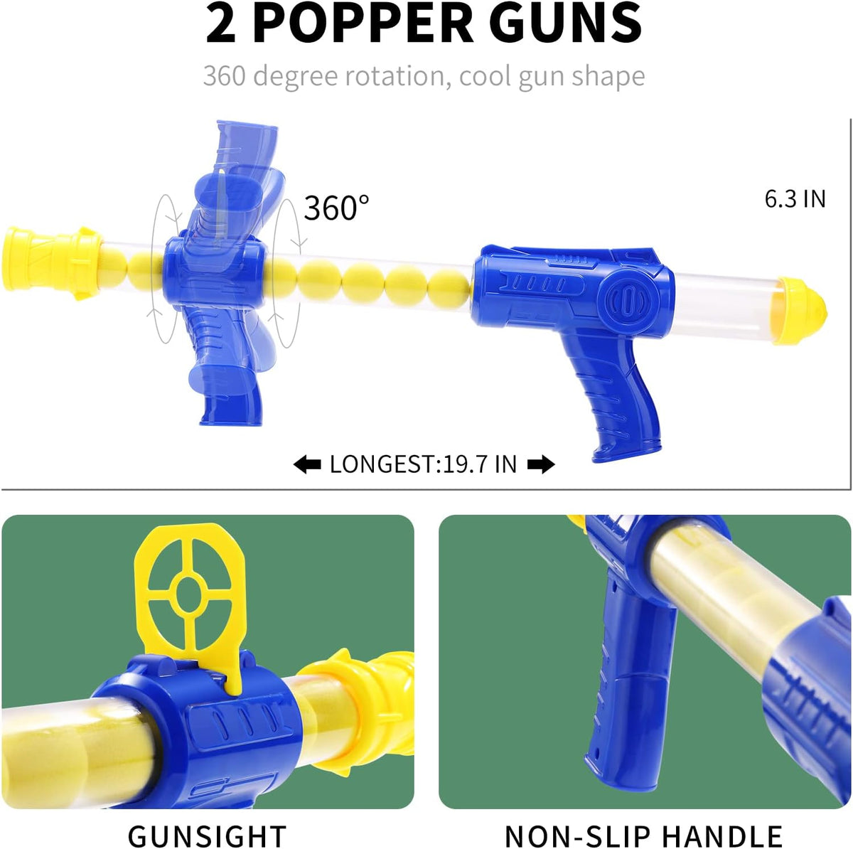 2 Packs of Toy Foam Blasters with Movable Target C7321