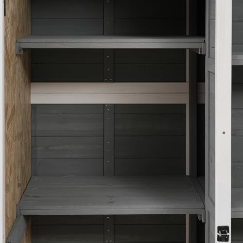 65 inch Fir Wood Garden Potting Bench Table with Storage Shelf, Drawer and Cabinet I79593