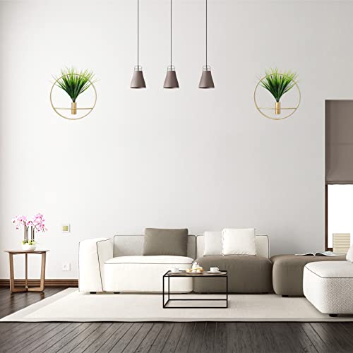 Set of 2 Artificial Plants with Gold Metal Round Hanging Hoop D865328