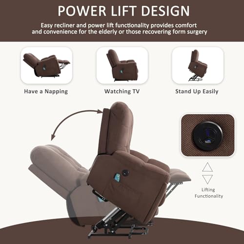 Power Lift Electric Recliner Chair with USB Charge Port and 2 Cup Holders C940