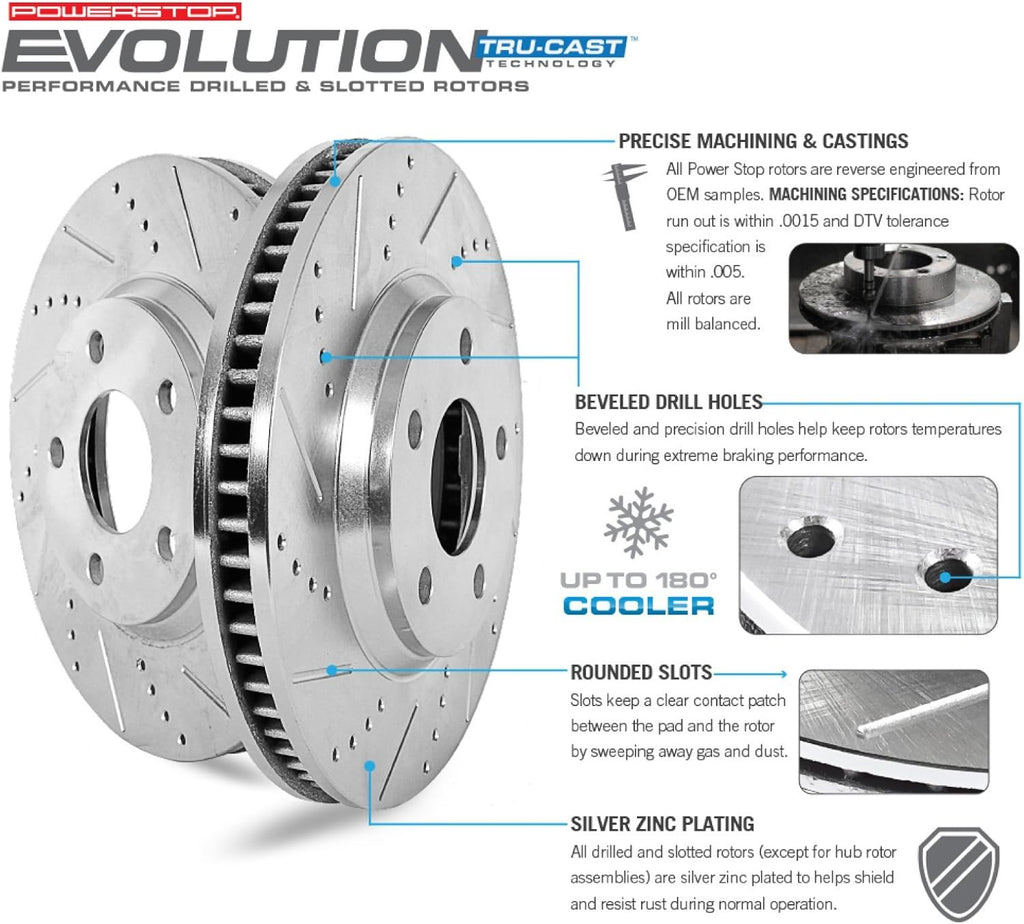 Front and Rear Carbon Fiber Brake Pads with Drilled & Slotted Brake Rotors Kit H321