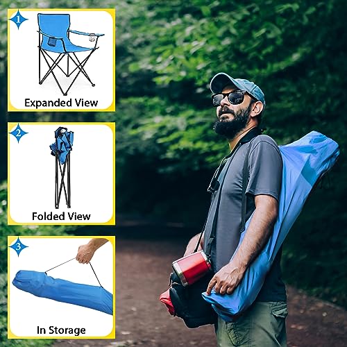 Oversized Folding Camping Chair with Cup Holders and Carrying Bag Black Y39215