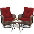 3 Piece Rattan Wicker Bistro Set with Glass Top Table M90793