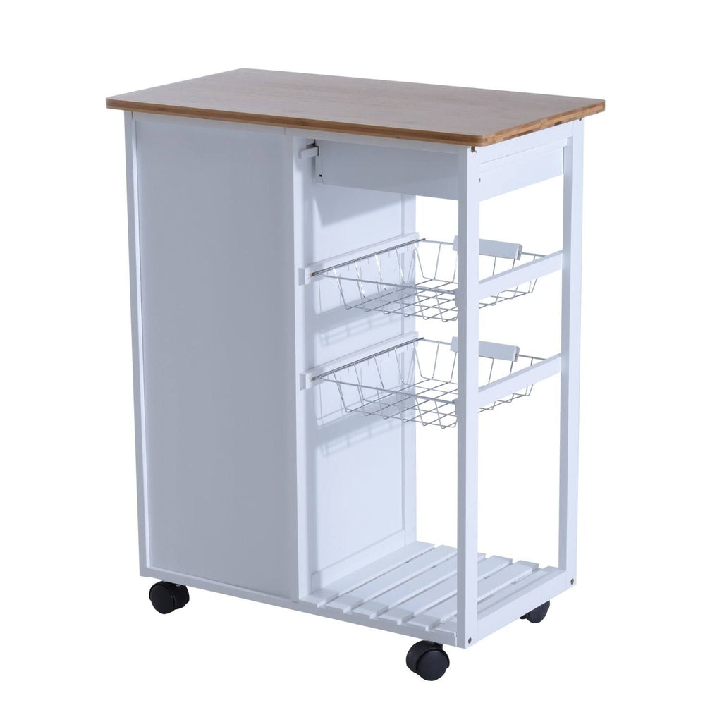 Rolling Kitchen Trolley Serving Cart with Drawers and Cabinet A205547
