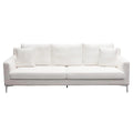 White Linen Sofa with Polished Silver Metal Leg C40230