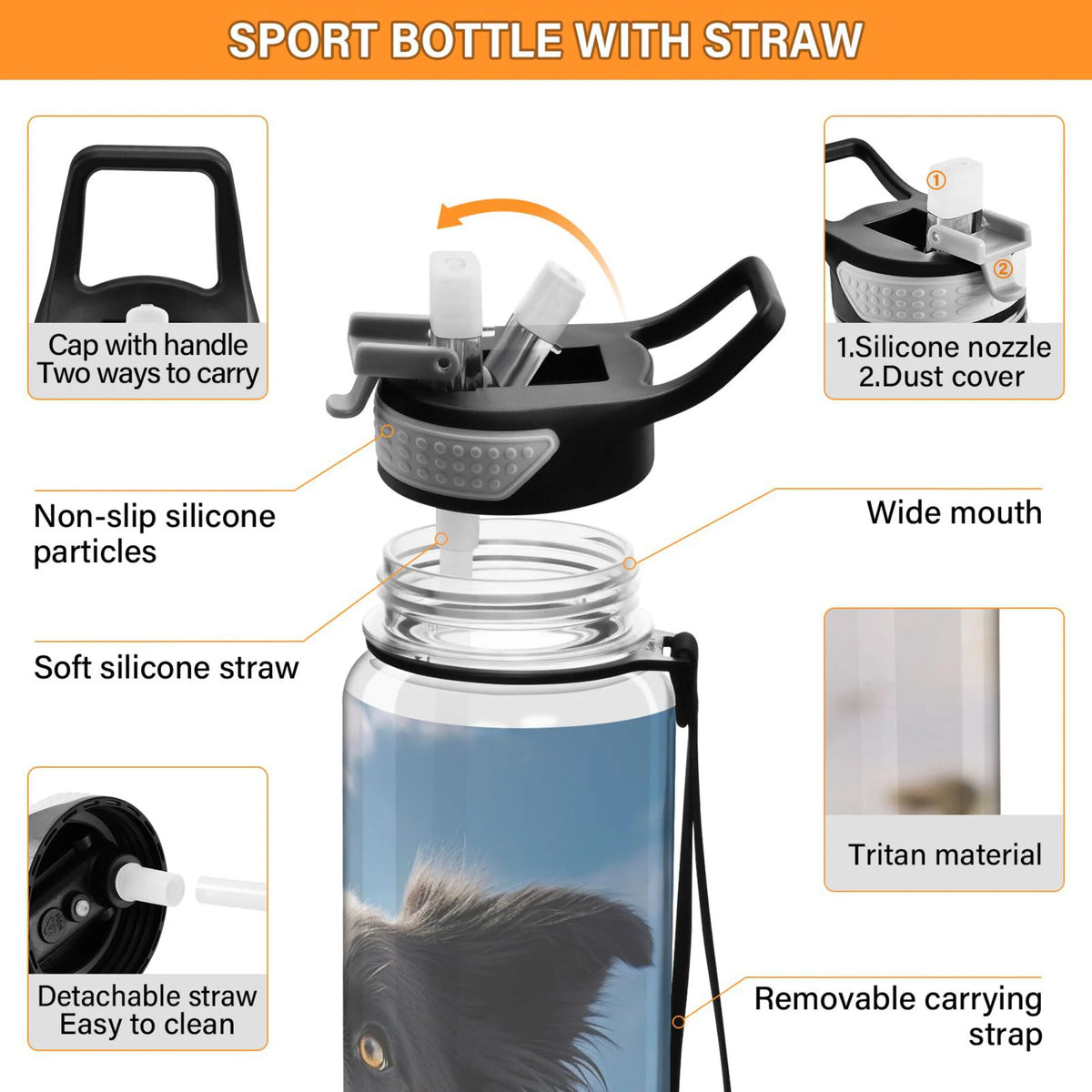 32oz Tritan Leakproof Sports Water Bottle with Straw Z924733