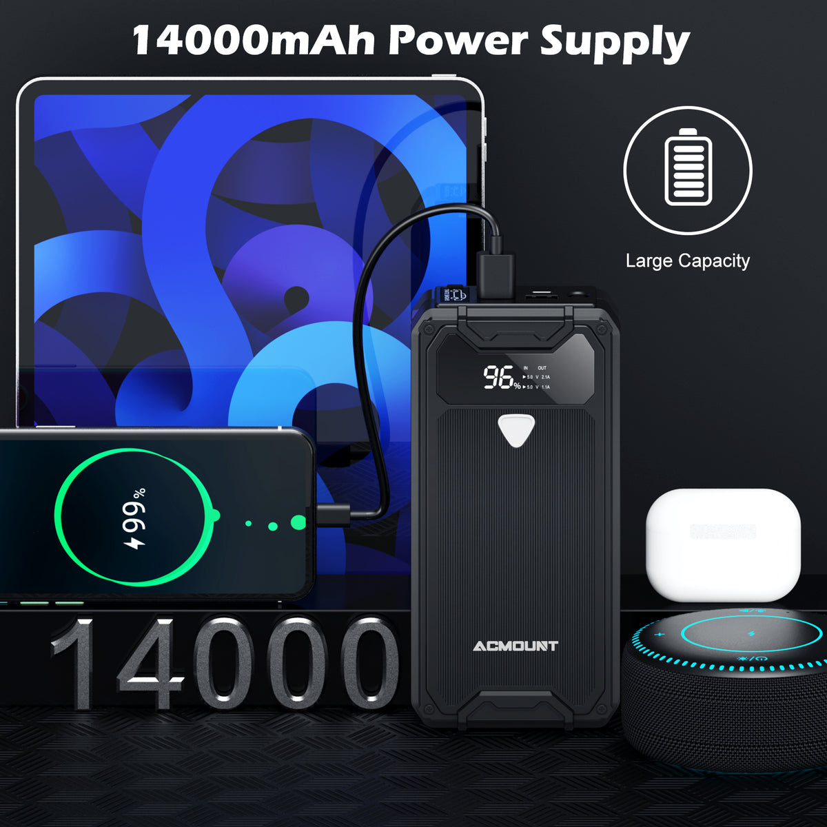 1500A Peak Portable Car Jump Starter with LED Display Y43168