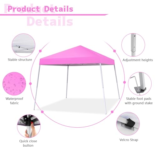 10X10 FT Pop Up Canopy Tent with Carrying Bag Q3862