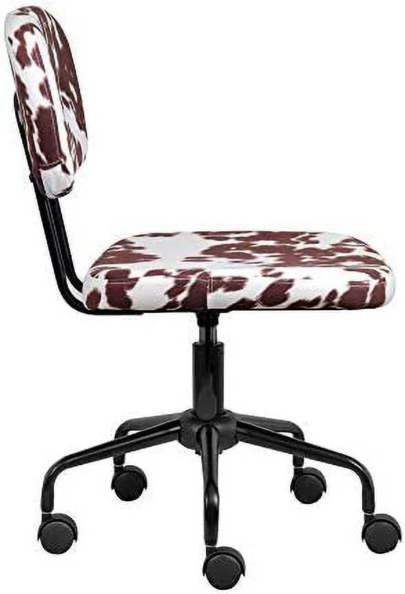 Plush Fabric Cow Print Swivel Office Chair J343