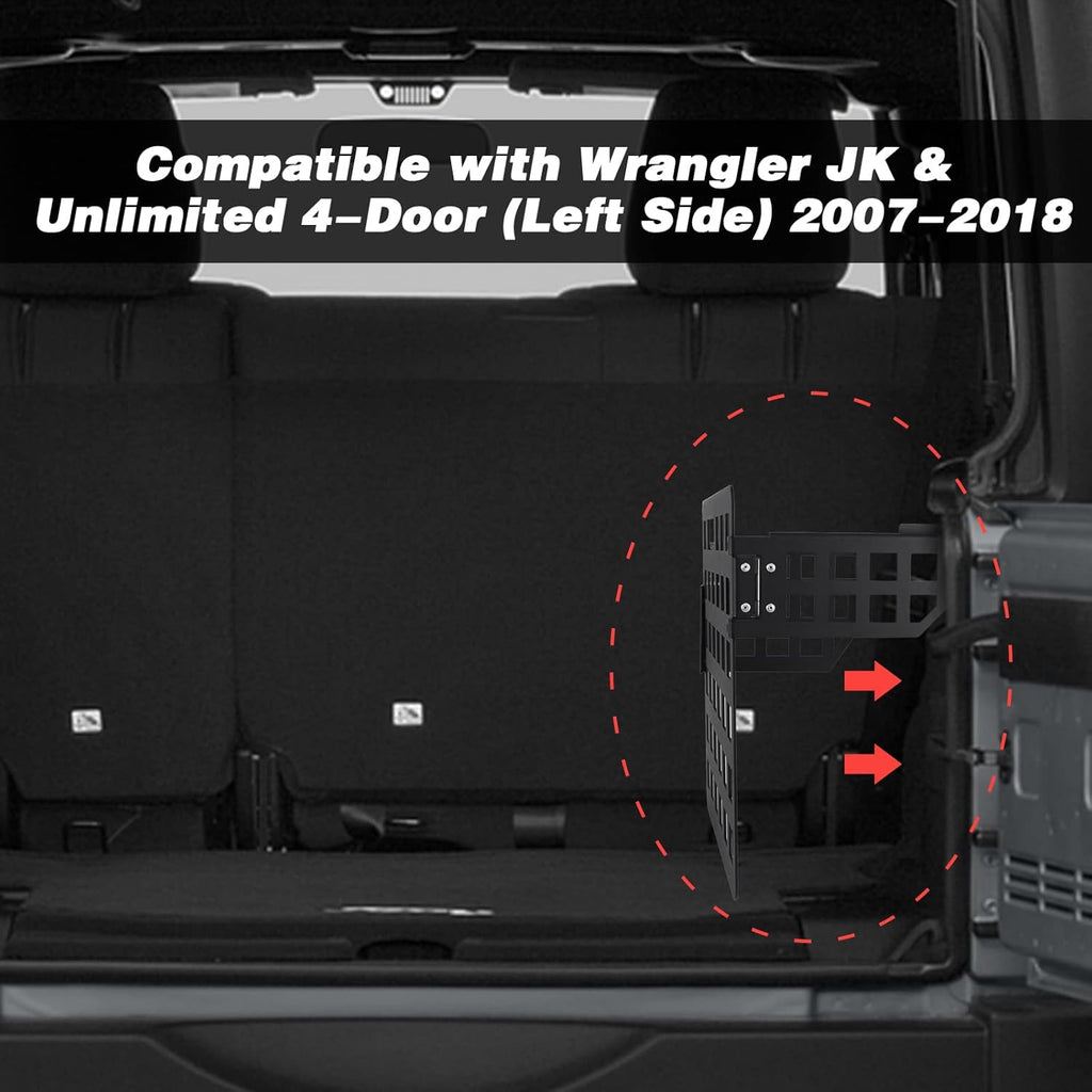 Rear Cargo Storage Rack Shelf Metal Trunk Organizer for Jeep Wrangler JK Unlimited 4-Door 2007-2018 Right Side U2099