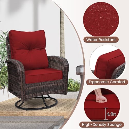 3 Piece Rattan Wicker Bistro Set with Glass Top Table M90793
