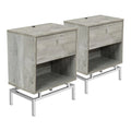 Light Gray Wood End Table with USB Port, Set of 2 K284