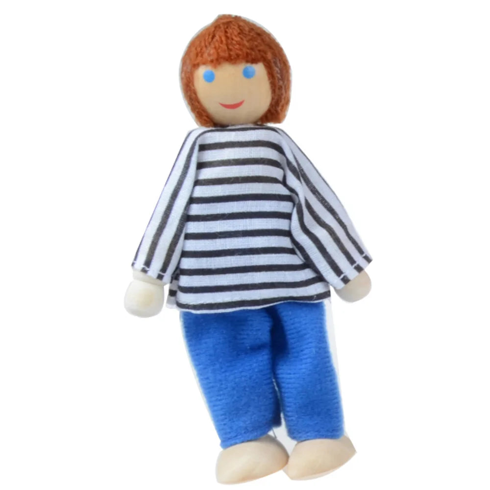 7 People Wooden Dolls House Family Miniature Toy S961