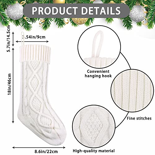 6 Pack 18 Inch Cable Knitted Christmas Stockings with Name Tags L836