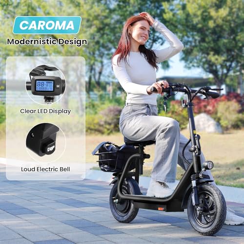 Electric Scooter with Seat, 1200W Motor, 30 Miles Range, Foldable with Basket N1703