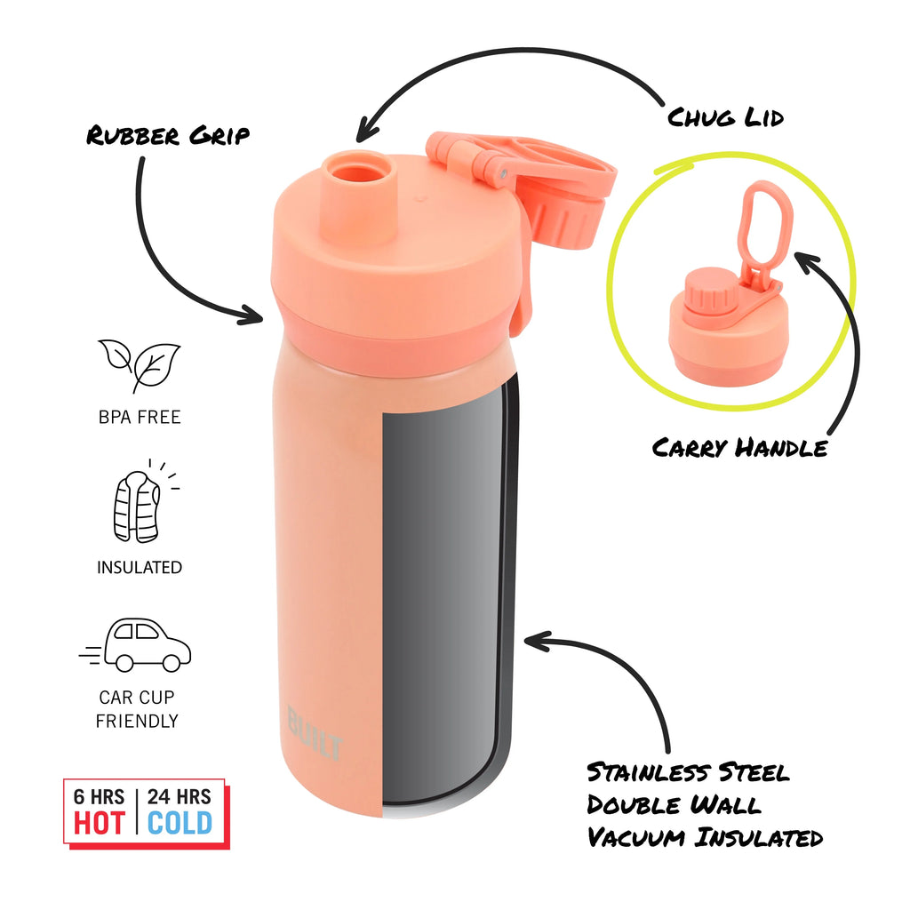 Blue Reusable Lunch Bag and 16 fl oz Stainless Steel Water Bottle Bundle T58733