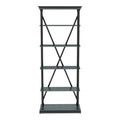 Antique Blue and Black Metal 5-Shelf Bookcase X7190