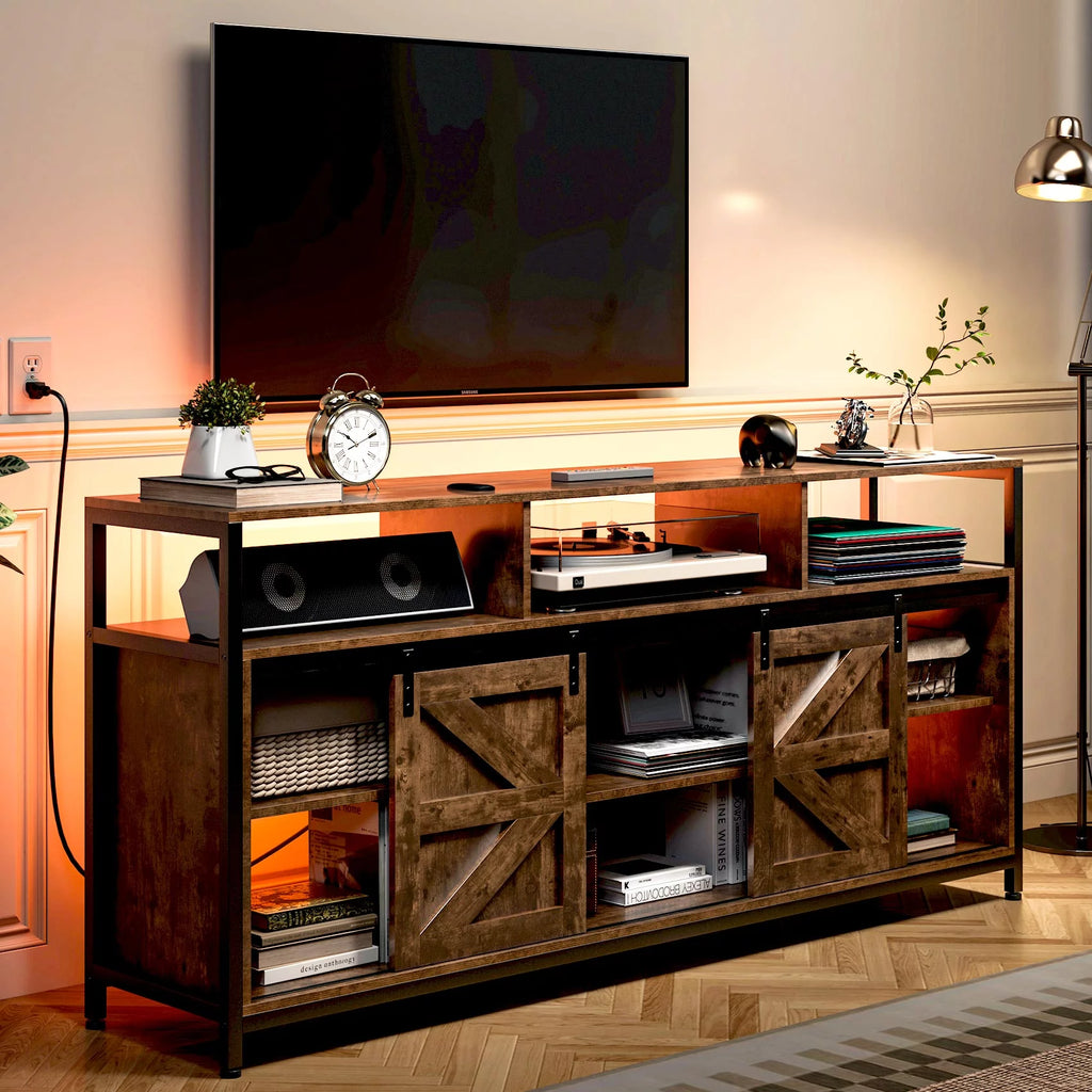 RGB Entertainment Center with Sliding Barn Door W9041