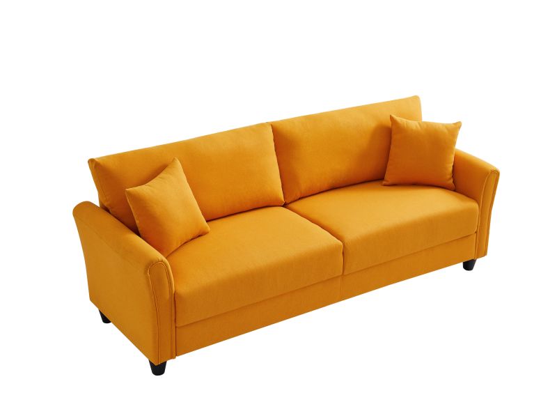 Blue Linen Loveseat Sofa with 2 Pillows A830406