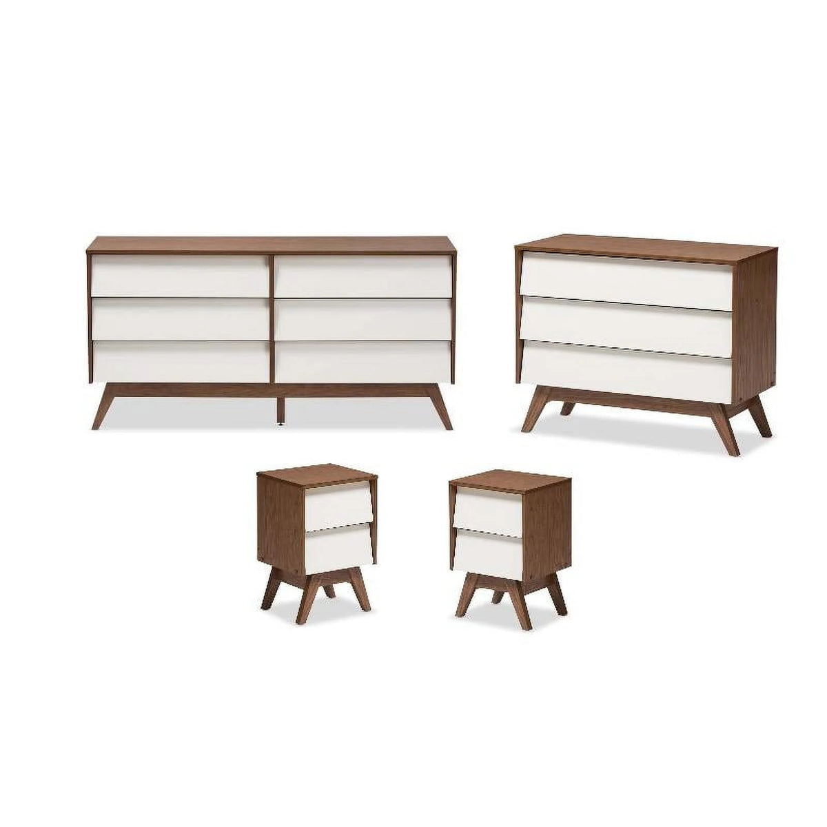4 Piece Set with 6 Drawer Dresser 3 Drawer Chest and 2 Nightstands G3182