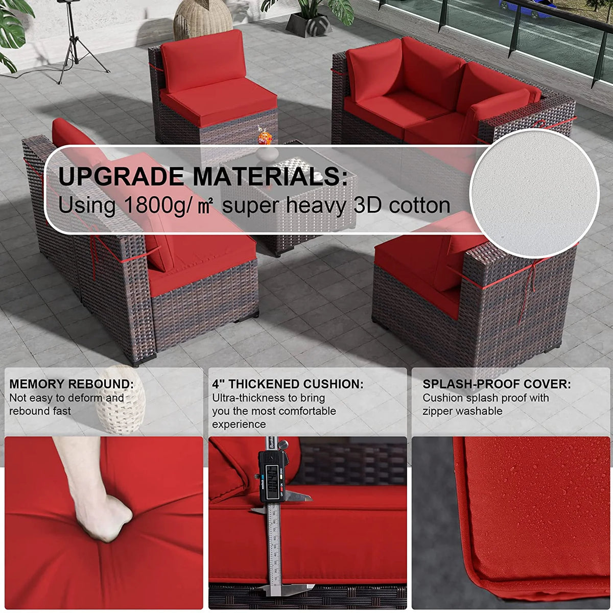 7 Piece All-Weather Wicker Outdoor Patio Furniture Set P767683