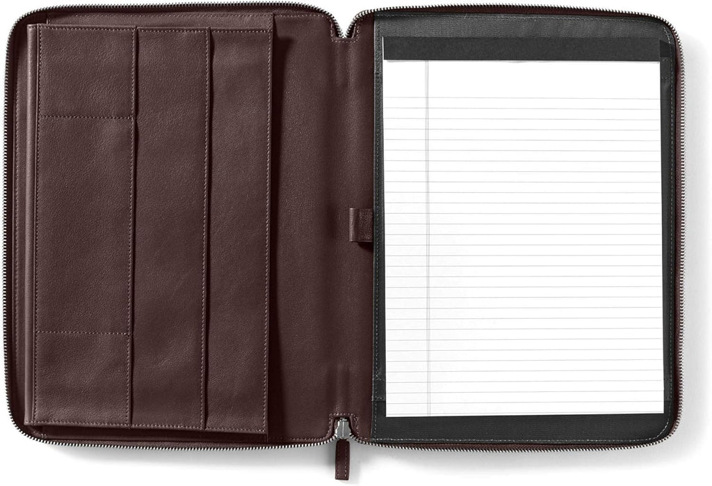 Cognac Zippered Portfolio with Interior Tablet Pocket V5913