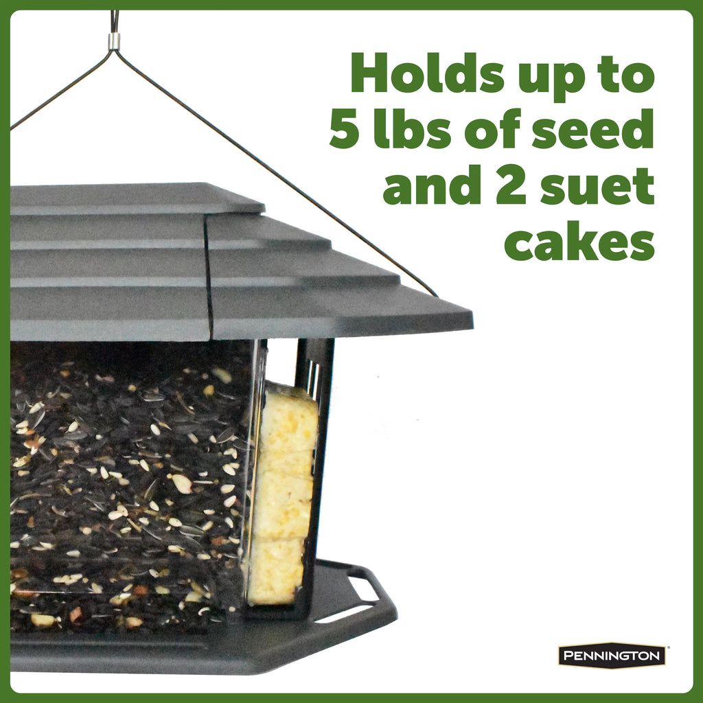 Gray Recycled Resin Wild Bird Hopper Feeder 5 lb. Capacity, 2 Pack O584