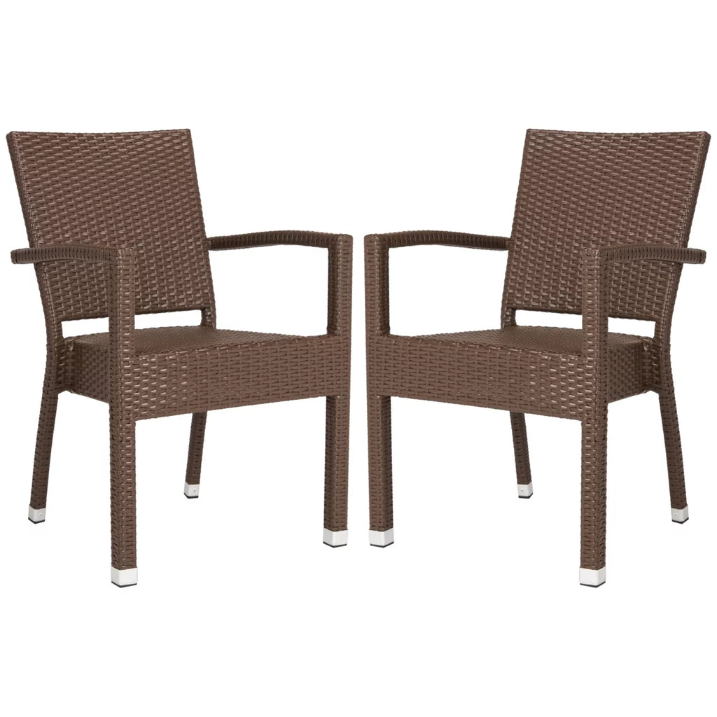 Brown Outdoor Stacking Armchair Set of 2 G672