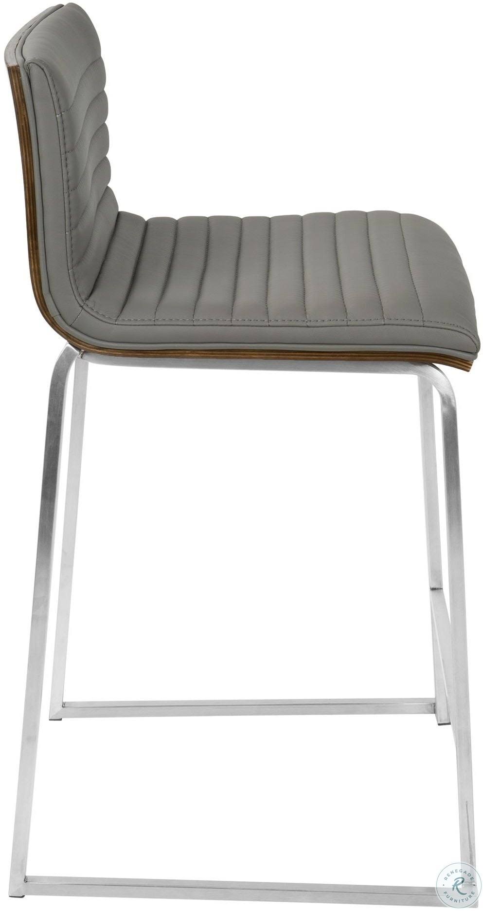 Counter Stool Set of 2 Walnut Grey E681405