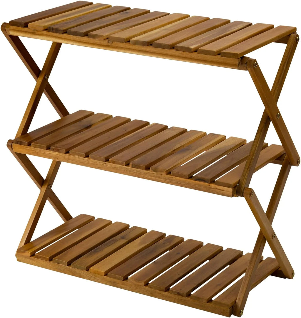 3 Tier Acacia Wood Folding Shelf D20746