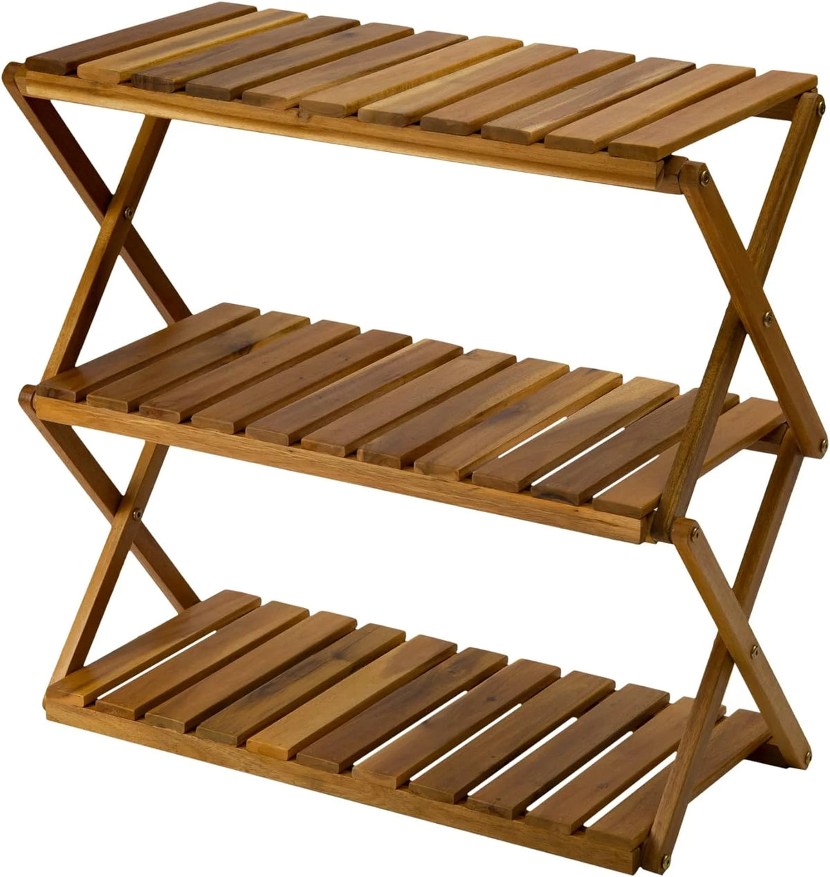3 Tier Acacia Wood Folding Shelf H791558