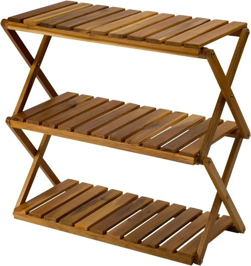 3 Tier Acacia Wood Folding Shelf H791558