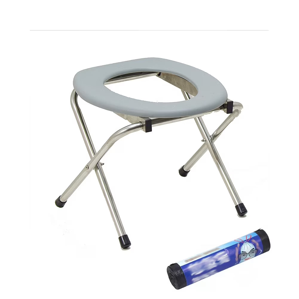 Portable Folding Toilet Seat with 10 Pcs Replacement Bags X821678