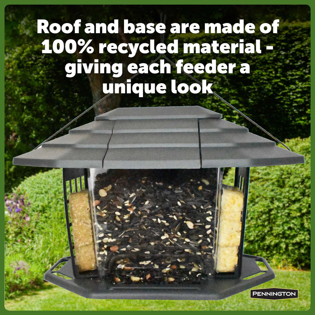 Gray Recycled Resin Wild Bird Hopper Feeder 5 lb. Capacity, 2 Pack O584