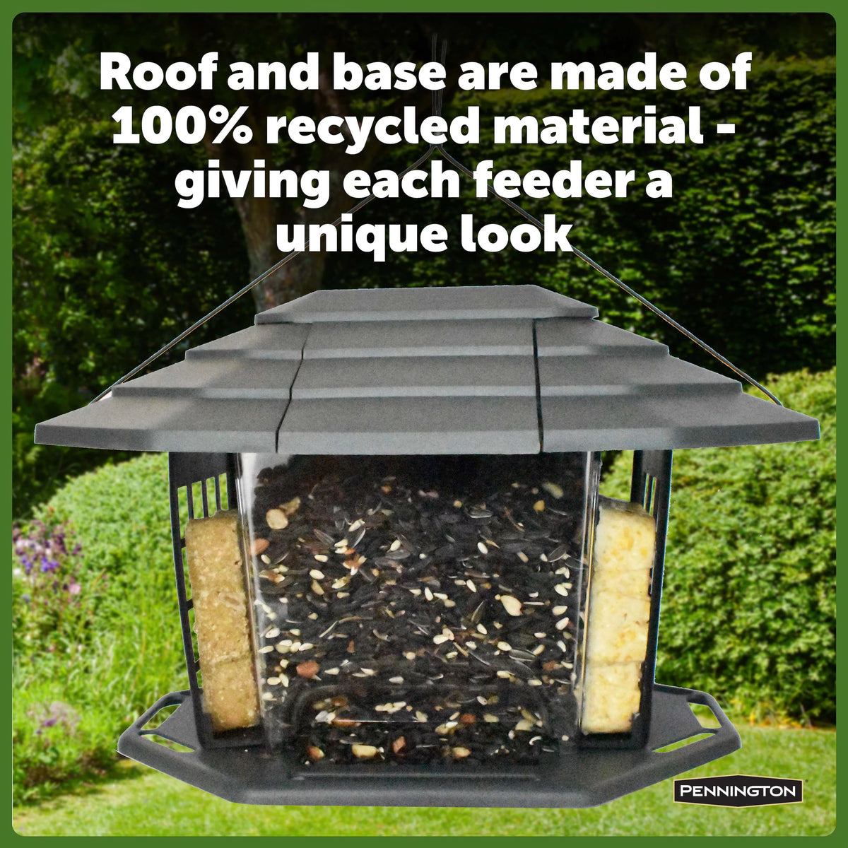 Gray Recycled Resin Wild Bird Hopper Feeder 5 lb. Capacity, 2 Pack O584