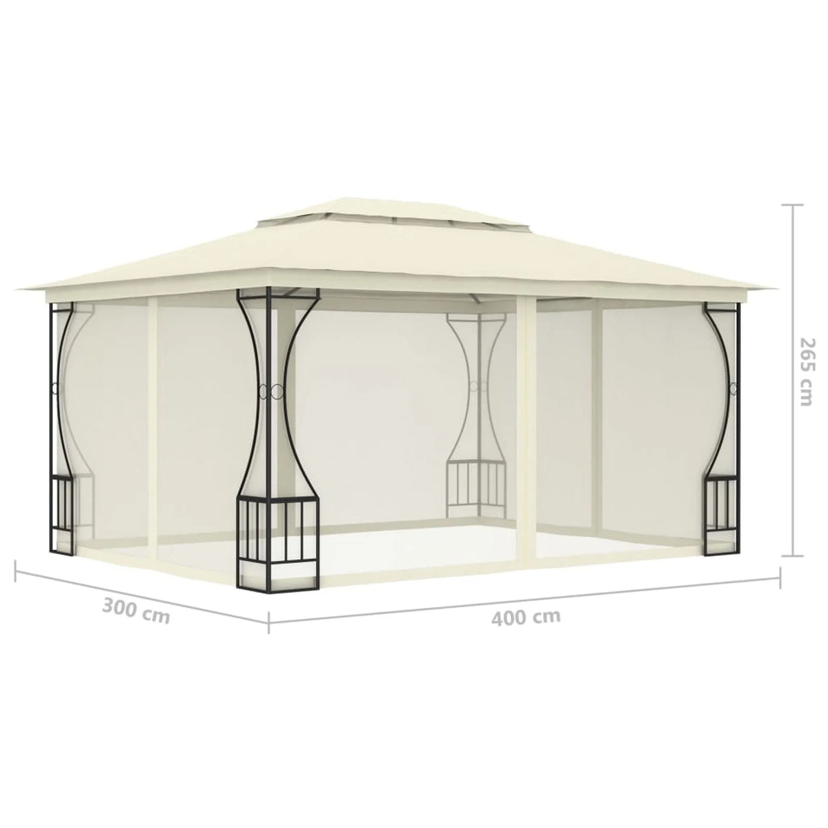 Party Tent Outdoor Gazebo Canopy with Nets Sun Shade Shelter Steel Frame Cream 9.8ft x 13.1ft x 8.7ft A435
